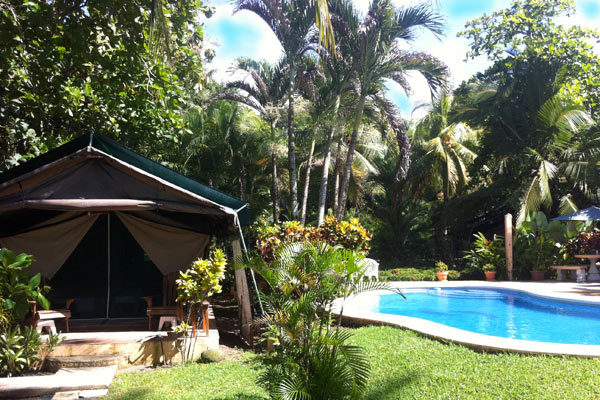 A pool side tent on the beach of Costa Rica